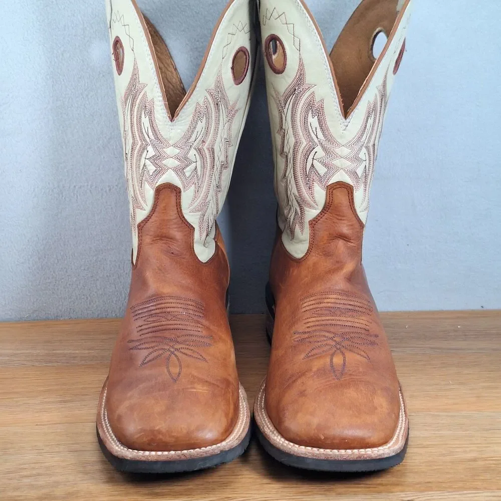 Tony Lama Buckaroo Men's 11D Western Cowboy Boots Brown Leather Made in USA